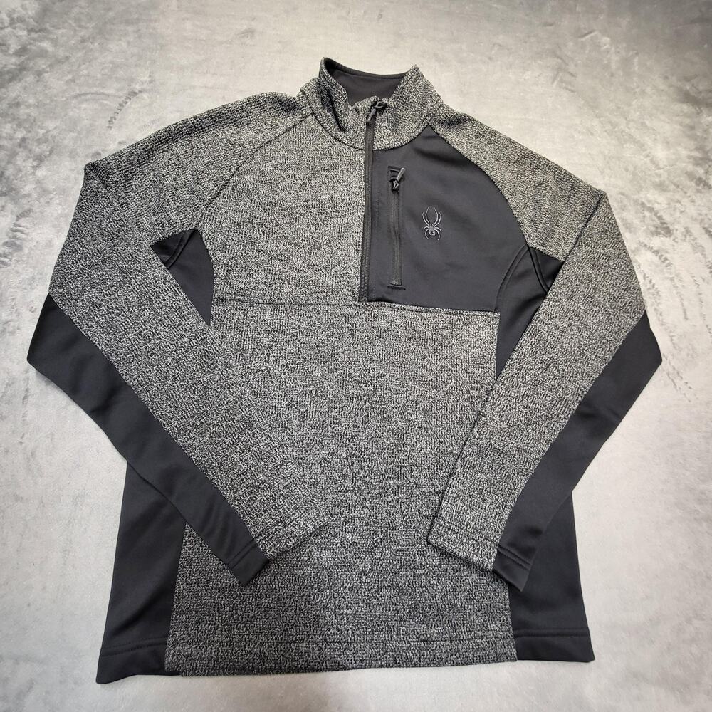 Spyder Sweatshirt Mens M? Gray Pullover 1/4 Zip Pockets Lined Mock Neck